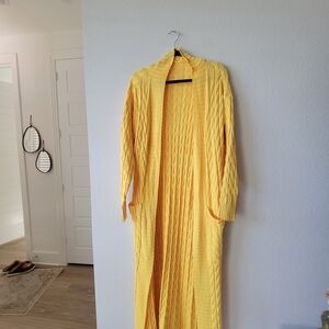 Yellow Long Knit Cardigan Sweater Size XXL